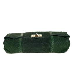 Emilio Pucci Green Python Fold Over Flap Clutch 