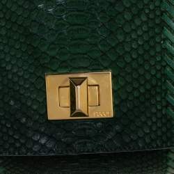 Emilio Pucci Green Python Fold Over Flap Clutch 