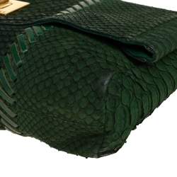 Emilio Pucci Green Python Fold Over Flap Clutch 