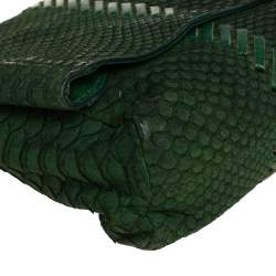 Emilio Pucci Green Python Fold Over Flap Clutch 