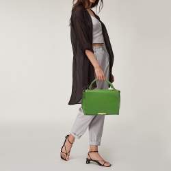Pre Owned Emilio Pucci Green Leather Flap Top Handle Bag