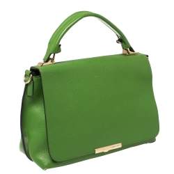 Pre Owned Emilio Pucci Green Leather Flap Top Handle Bag