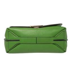 Pre Owned Emilio Pucci Green Leather Flap Top Handle Bag