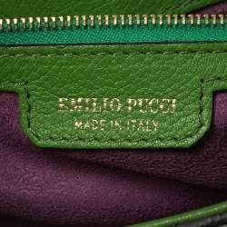 Pre Owned Emilio Pucci Green Leather Flap Top Handle Bag