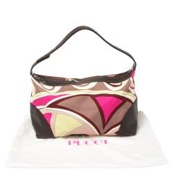 Emilio Pucci Multicolor Printed Canvas and Leather Single Handle Baguette Bag