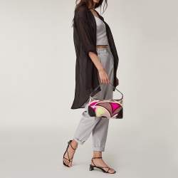 Emilio Pucci Multicolor Printed Canvas and Leather Single Handle Baguette Bag