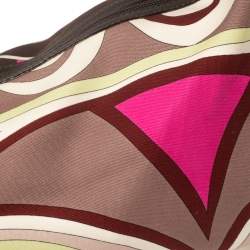 Emilio Pucci Multicolor Printed Canvas and Leather Single Handle Baguette Bag