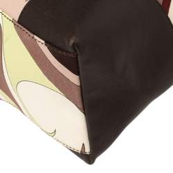Emilio Pucci Multicolor Printed Canvas and Leather Single Handle Baguette Bag