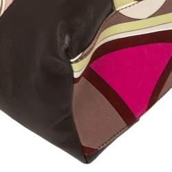 Emilio Pucci Multicolor Printed Canvas and Leather Single Handle Baguette Bag