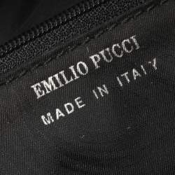 Emilio Pucci Multicolor Printed Canvas and Leather Single Handle Baguette Bag