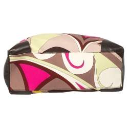 Emilio Pucci Multicolor Printed Canvas and Leather Single Handle Baguette Bag