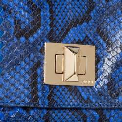 Emilio Pucci Blue Python Fold Over Flap Clutch 