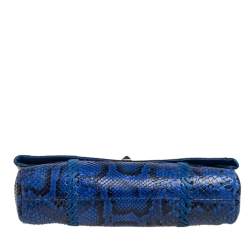 Emilio Pucci Blue Python Fold Over Flap Clutch 