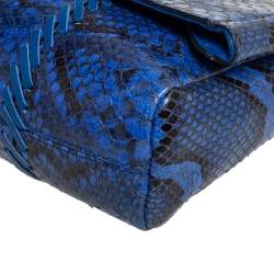 Emilio Pucci Blue Python Fold Over Flap Clutch 