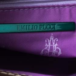 Emilio Pucci Multicolor Printed Corduroy and Leather Ring Handle Tote