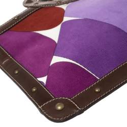 Emilio Pucci Multicolor Printed Corduroy and Leather Ring Handle Tote