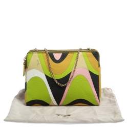 Emilio Pucci Multicolor Printed Coated Canvas and Leather Double Zip Crossbody Bag