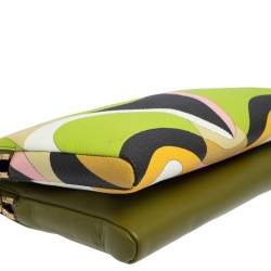 Emilio Pucci Multicolor Printed Coated Canvas and Leather Double Zip Crossbody Bag