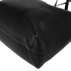 Emilio Pucci Black Grained Leather Printed Shopper Tote