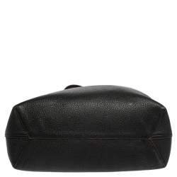 Emilio Pucci Black Grained Leather Printed Shopper Tote