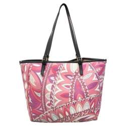 Emilio Pucci Pink Coated Canvas Tote