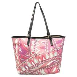 Emilio Pucci Pink Coated Canvas Tote