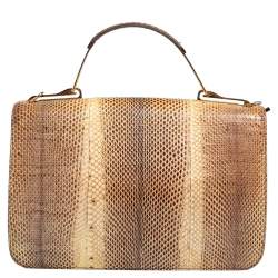 Pre Owned Emilio Pucci Beige/Brown Python Leather Newton Shoulder Bag