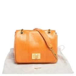 Pre Owned Emilio Pucci Orange Snakeskin Marquise Shoulder Bag
