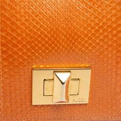 Pre Owned Emilio Pucci Orange Snakeskin Marquise Shoulder Bag