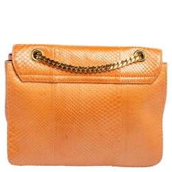 Pre Owned Emilio Pucci Orange Snakeskin Marquise Shoulder Bag