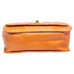 Pre Owned Emilio Pucci Orange Snakeskin Marquise Shoulder Bag