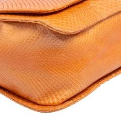 Pre Owned Emilio Pucci Orange Snakeskin Marquise Shoulder Bag