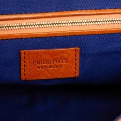 Pre Owned Emilio Pucci Orange Snakeskin Marquise Shoulder Bag