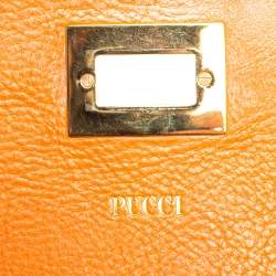 Pre Owned Emilio Pucci Orange Snakeskin Marquise Shoulder Bag