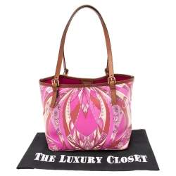 Emilio Pucci Multicolor Printed Coated Canvas And Leather Open Tote