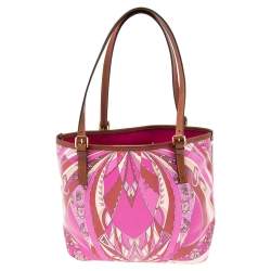Emilio Pucci Multicolor Printed Coated Canvas And Leather Open Tote