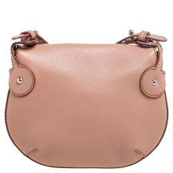 Pre Owned Emilio Pucci Beige Leather and Suede Metal Flap Chain Crossbody Bag