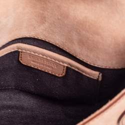 Pre Owned Emilio Pucci Beige Leather and Suede Metal Flap Chain Crossbody Bag