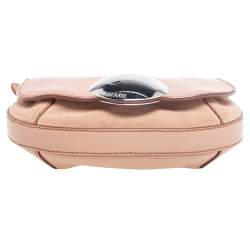 Pre Owned Emilio Pucci Beige Leather and Suede Metal Flap Chain Crossbody Bag