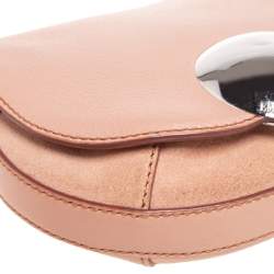 Pre Owned Emilio Pucci Beige Leather and Suede Metal Flap Chain Crossbody Bag