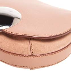 Pre Owned Emilio Pucci Beige Leather and Suede Metal Flap Chain Crossbody Bag