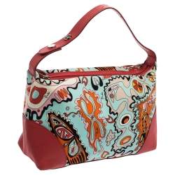 Emilio Pucci Multicolor Printed Canvas and Leather Baguette Bag