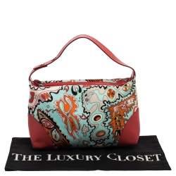 Emilio Pucci Multicolor Printed Canvas and Leather Baguette Bag