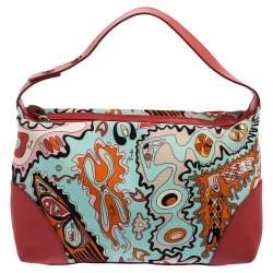 Emilio Pucci Multicolor Printed Canvas and Leather Baguette Bag
