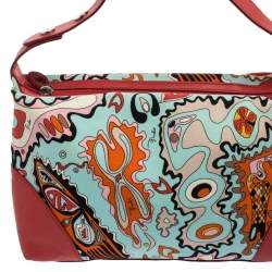 Emilio Pucci Multicolor Printed Canvas and Leather Baguette Bag