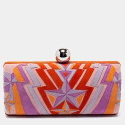 Emilio Pucci Multicolor Suede Patchwork Box Clutch