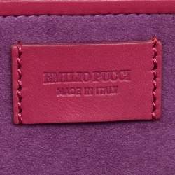 Pre Owned Emilio Pucci Pink/Black Snakeskin Leather Newton Top Handle Bag