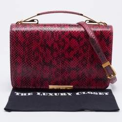 Pre Owned Emilio Pucci Pink/Black Snakeskin Leather Newton Top Handle Bag