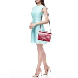 Pre Owned Emilio Pucci Pink/Black Snakeskin Leather Newton Top Handle Bag