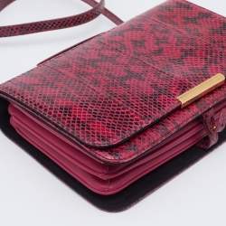 Pre Owned Emilio Pucci Pink/Black Snakeskin Leather Newton Top Handle Bag